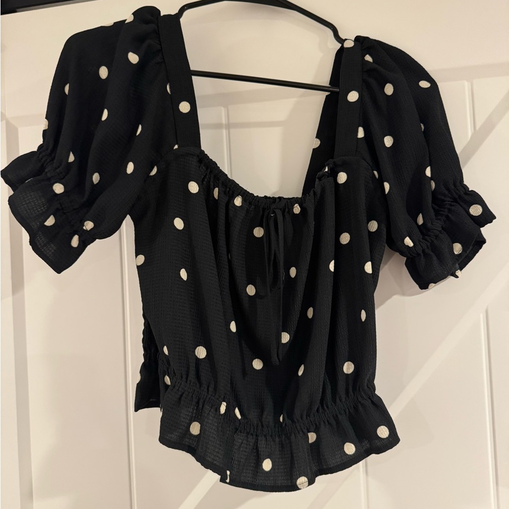 H&M Black and White Polka Dot Blouse